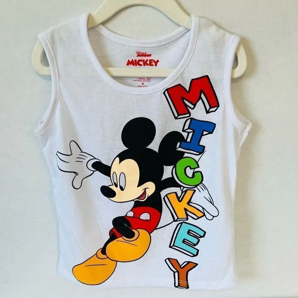 Disney Junior   Mickey Mouse White Tee Shirt   Size 4   New With Tags